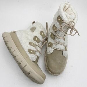 Sorel Explorer II Joan Cozy Sherpa Suede Winter Boots Ancient Fossil Womens 10